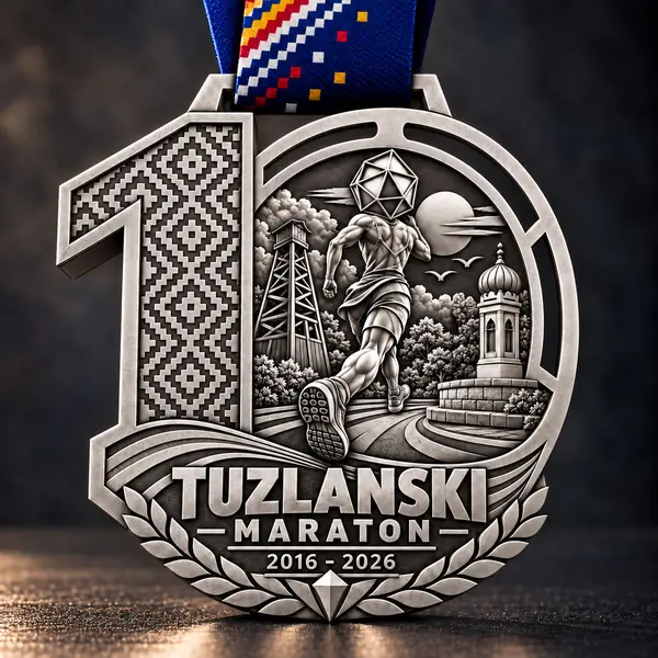 Finišerska medalja Tuzlanskog maratona 2026, deset godina